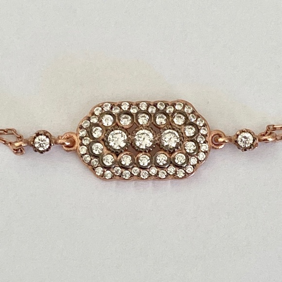 925 Silver bracelet rectangle bar clear cz stones - Picture 2 of 3